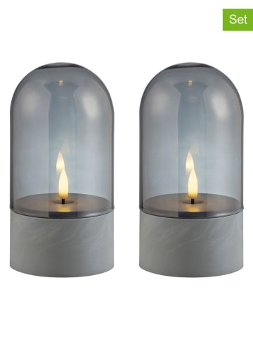 Brilliant 2-delige set: led-decolampen "Illusion" grijs - (H)15,5 x Ø 8 cm