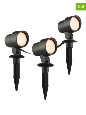 Brilliant Solarne lampy LED (3 szt.) w kolorze czarnym na trzonku - 7,9 x 21 x 6 cm