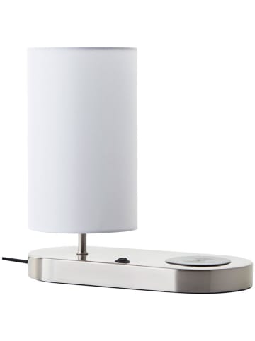 Brilliant Tafellamp "Clarie" wit/zilverkleurig - (B)12 x (H)25,5 x (D)26 cm