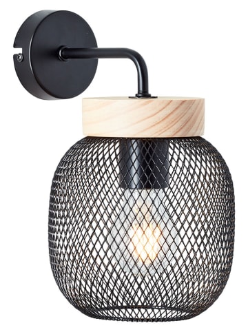 Brilliant Wandlamp "Giada" zwart/naturel - (H)26 cm - Ø 16 cm