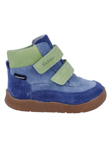 Richter Shoes Leder-Barfußschuhe "Samy" in Blau/ Grün