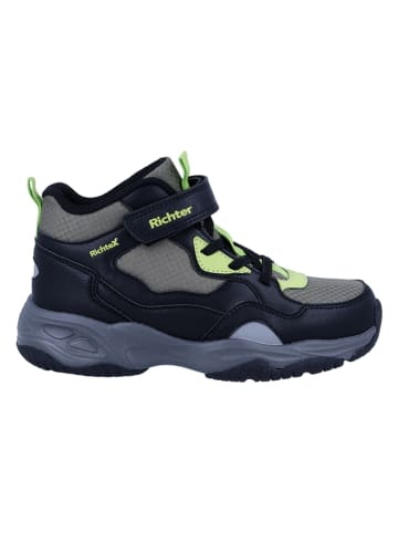 Richter Shoes Botki trekkingowe "Jamie" w kolorze czarno-szaro-limonkowym