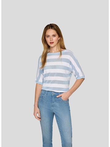 Rabe Pullover in Hellblau/ Weiß
