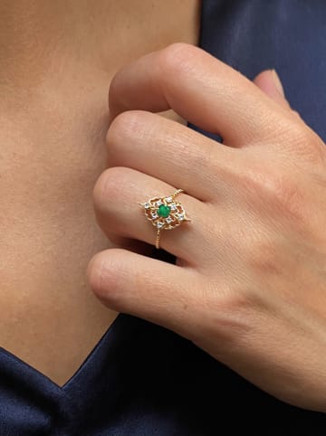 DIA DIAMONDS Vergulde ring met diamanten en edelstenen