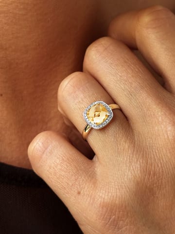 DIA DIAMONDS Vergulde ring met diamanten en edelstenen