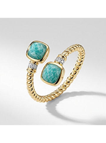 DIA DIAMONDS Vergulde ring met diamanten en edelstenen