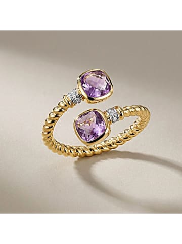 DIA DIAMONDS Vergulde ring met diamanten en edelstenen