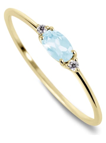 DIA DIAMONDS Vergulde ring met diamanten en edelstenen