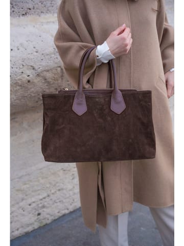 maison héritage PARIS Leder-Henkeltasche "Milia" in Braun - (B)40 x (H)25 x (T)16 cm