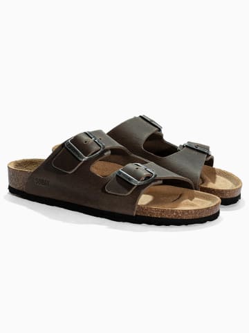 Sunbay Leren slippers "Trefle" bruin