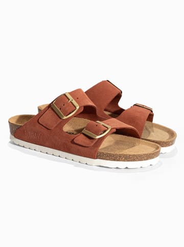 Sunbay Leren slippers "Trefle" roestrood