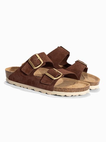 Sunbay Leren slippers "Trefle" bruin
