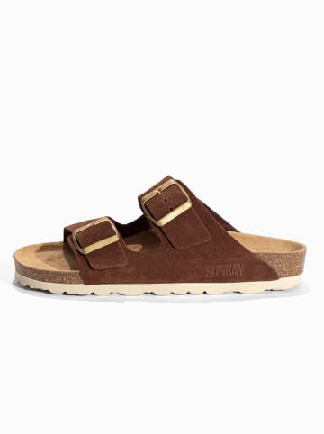 Sunbay Leder-Pantoletten "Trefle" in Braun