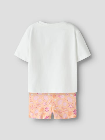 name it 2-delige outfit "Eniaz" wit/oranje