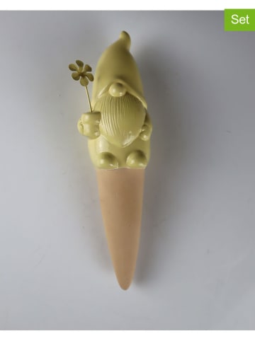 AM Design 2er-Set: Dekostecker "Zwerg" in Gelb/ Beige - (H)21 cm