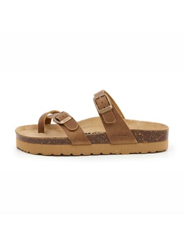 billowy Leren teenslippers lichtbruin