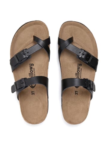 billowy Leren teenslippers zwart