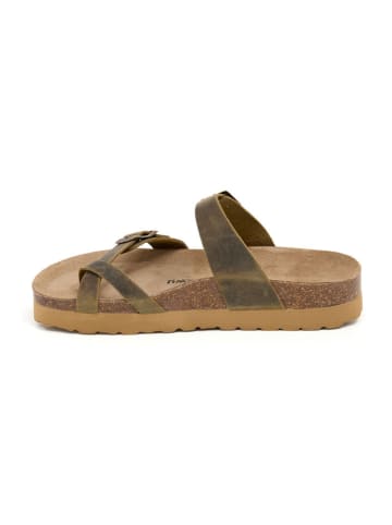 billowy Leren teenslippers kaki