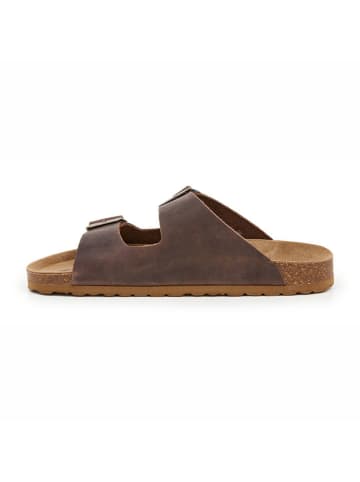 billowy Leren slippers bruin