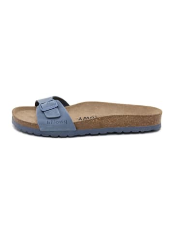 billowy Leder-Pantoletten in Blau