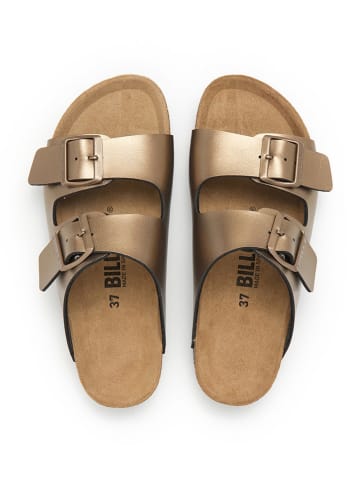 billowy Leder-Pantoletten in Gold