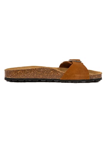 billowy Leren slippers lichtbruin