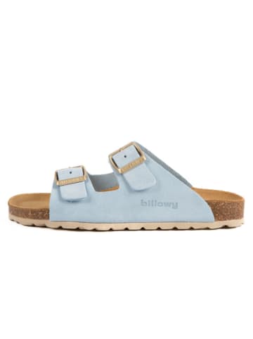 billowy Leren slippers lichtblauw