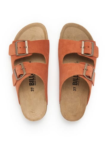 billowy Leder-Pantoletten in Orange