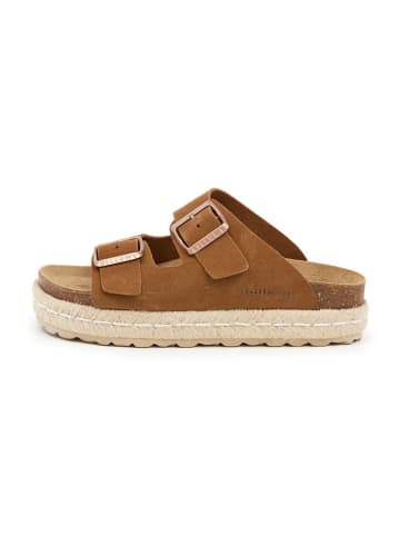 billowy Leren slippers lichtbruin