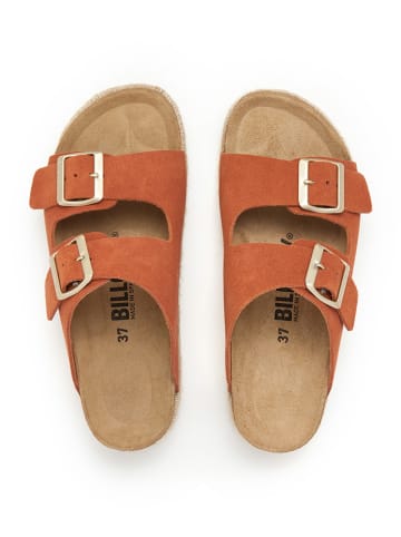 billowy Leder-Pantoletten in Orange