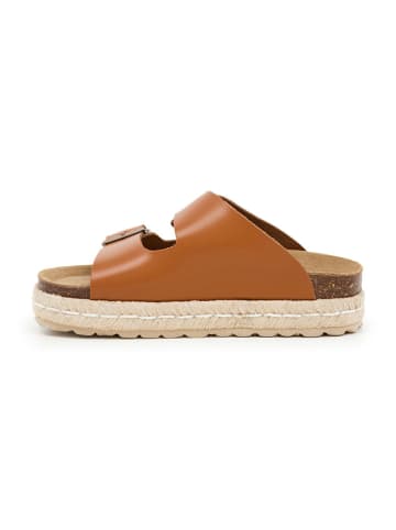 billowy Leren slippers lichtbruin