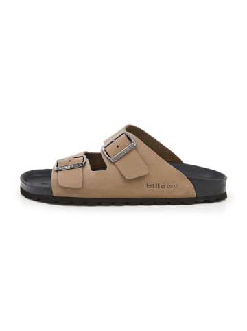 billowy Leder-Pantoletten in Braun