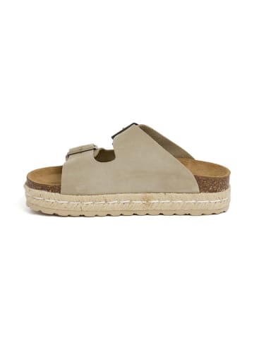 billowy Leren slippers kaki