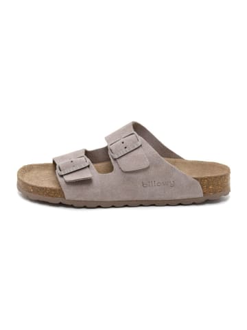 billowy Leder-Pantoletten in Beige