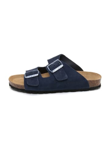 billowy Leren slippers donkerblauw