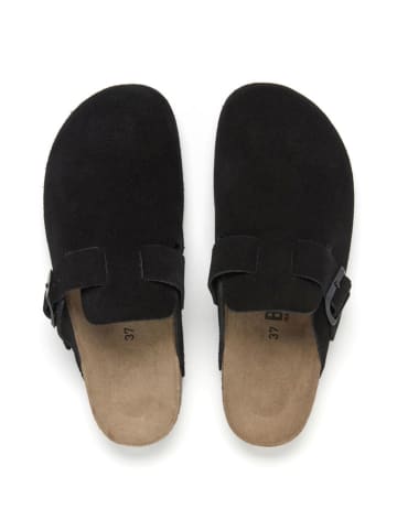 billowy Leder-Clogs in Schwarz
