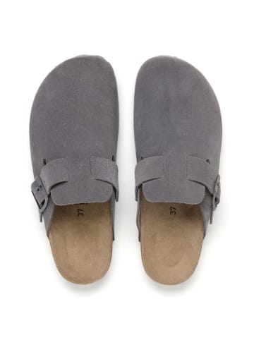 billowy Leder-Clogs in Grau