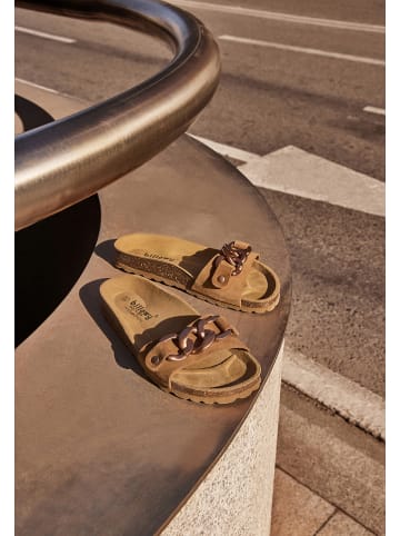 billowy Leren slippers lichtbruin