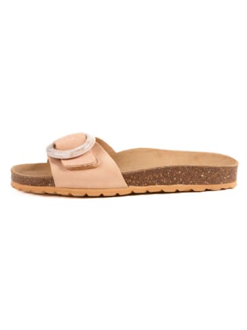 billowy Leder-Pantoletten in Rosa