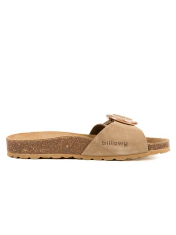 billowy Leder-Pantoletten in Braun