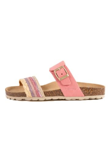 billowy Leder-Pantoletten in Pink