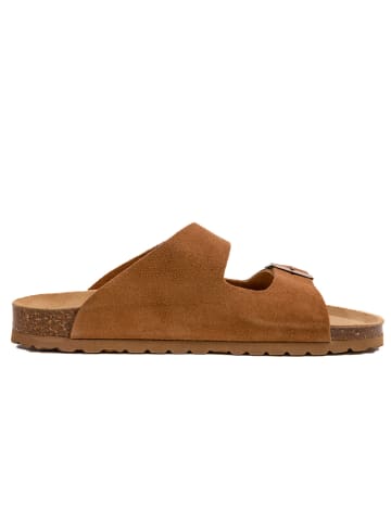 billowy Leren slippers lichtbruin