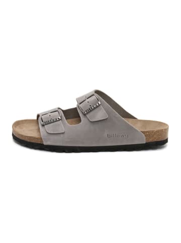 billowy Leder-Pantoletten in Grau