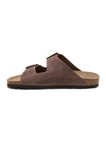billowy Leren slippers bruin