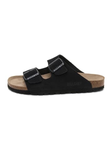 billowy Leder-Pantoletten in Schwarz