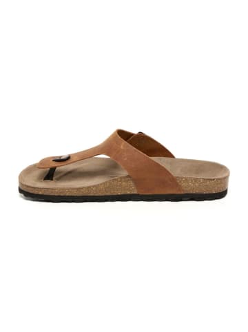 billowy Leren teenslippers lichtbruin