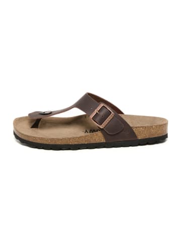billowy Leren teenslippers bruin