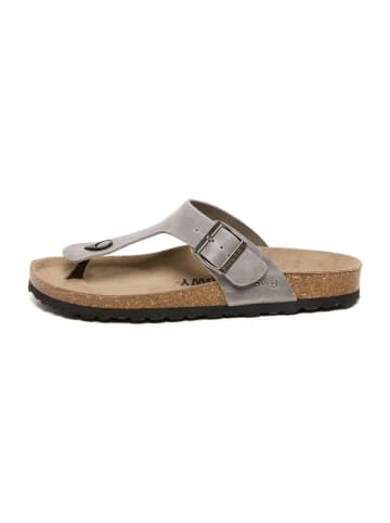 billowy Leder-Zehentrenner in Grau