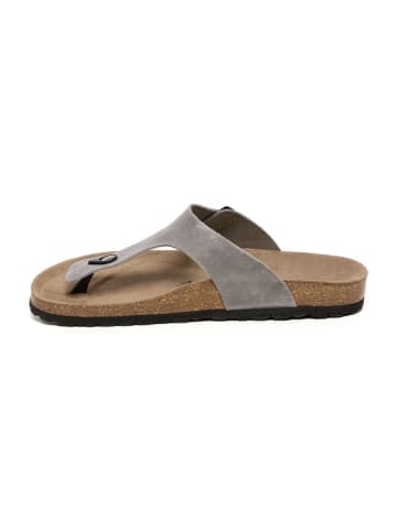 billowy Leder-Zehentrenner in Grau