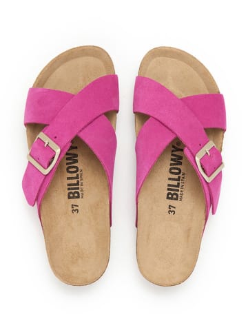 billowy Leder-Pantoletten in Pink
